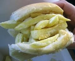 The Chip Butty. Traditional English drunkard food. Season with salt and vinegar.