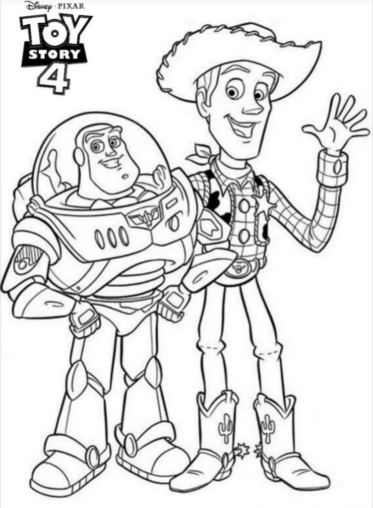 Buzz Lightyear and Sherrif Woody Toy Story 4 Coloring ...