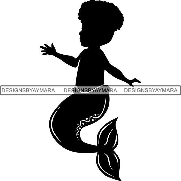 Download Afro Cute Baby Girl Mermaid Fantasy .SVG Cut Files For ...