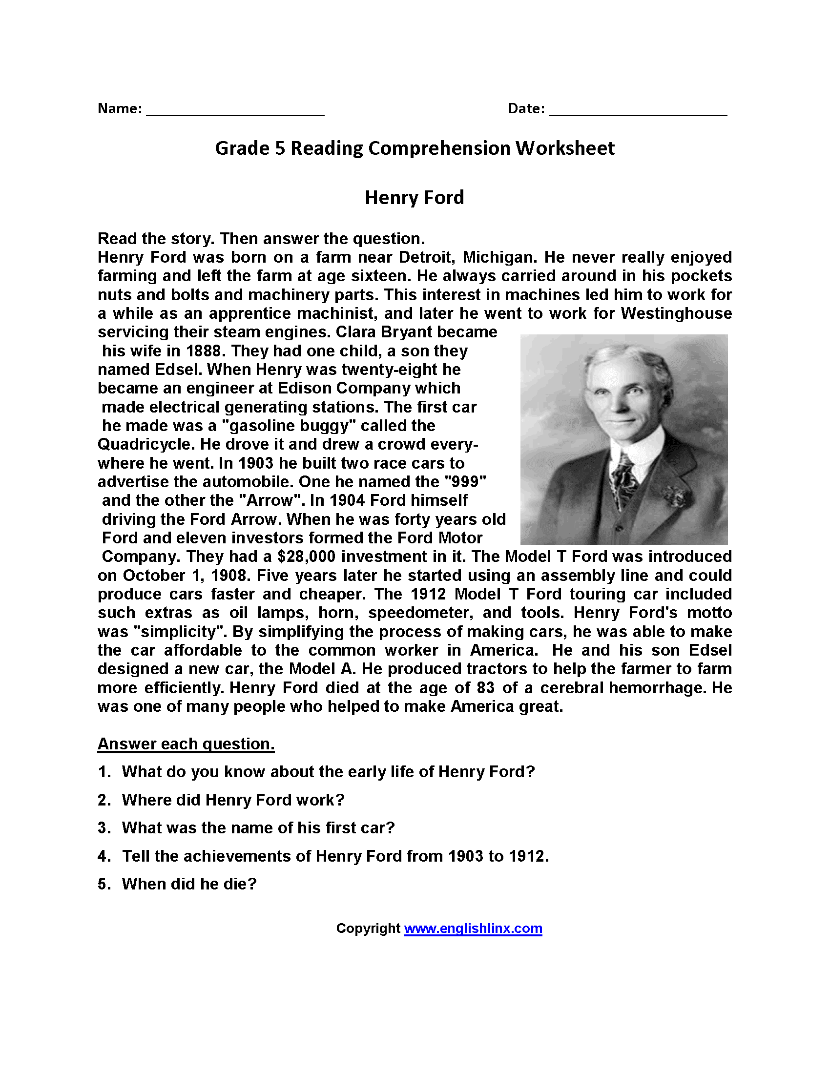 Reading Worksheets