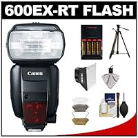 Canon Speedlite 600EX-RT Flash with Canon Tripod,Soft Box,Diffuser,4 Batteries and Charger,Accessory Kit