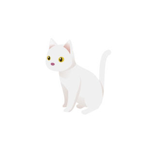 フリー素材 白猫のイラスト 真っ白の毛並みと行儀よくお座りしたポーズがとってもかわいい雰囲気