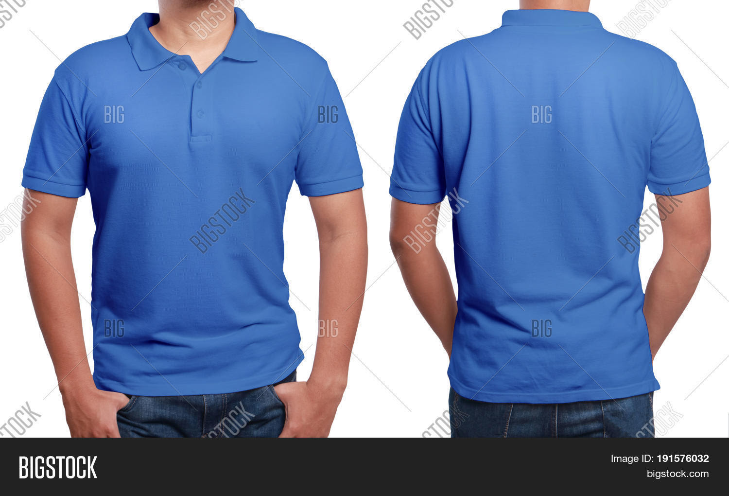 Download Blue Polo T-shirt Mock Front Back Image & Photo | Bigstock