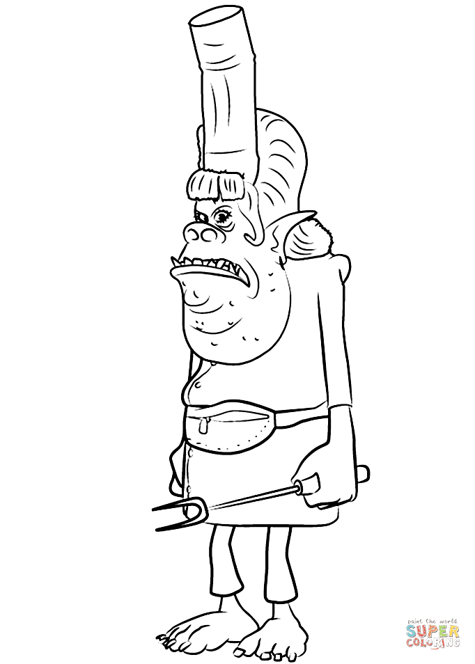 chef from trolls movie coloring page  free printable