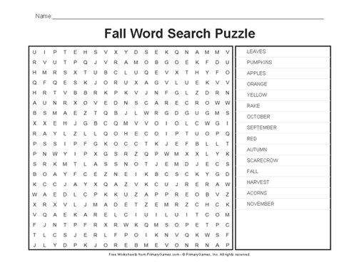 Fall Worksheets: Fall Word Search Puzzle - PrimaryGames - Play Free ...