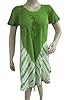Womans Caftan Boho Tie Dye Beach Dress Stonewashed Rayon Green Embroidered Dresses