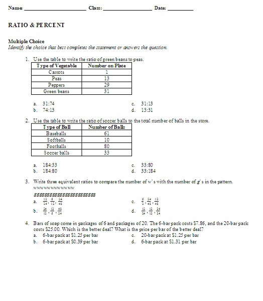 6th Grade Math Worksheets 2018  Learning Printable