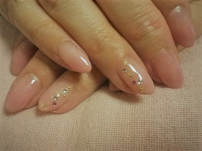 薬指ラメとストーン 上田市自宅ネイル L Oiseau Bleu