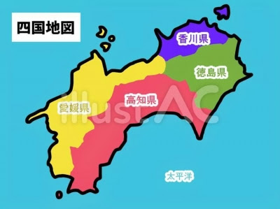 漫画 イラスト素材３９ ゆるい四国地図 21 09 02 Mナオキのイラスト置き場