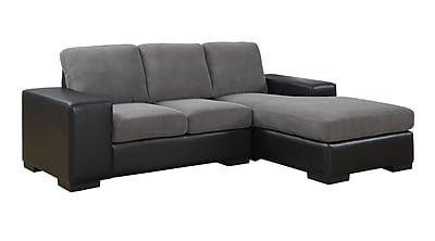 Offer Monarch Specialties Corduroy Sofa Lounger with Leather-Look,
Grey/Black (I 8200GB) Before Too Late