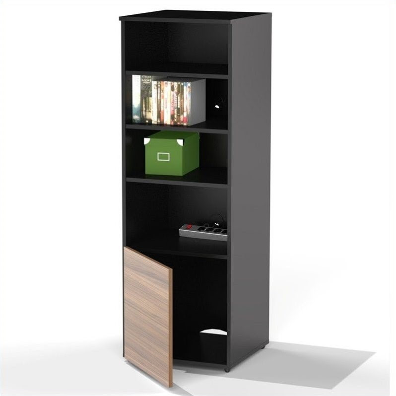 Nexera Next Bookcase in Black and Walnut