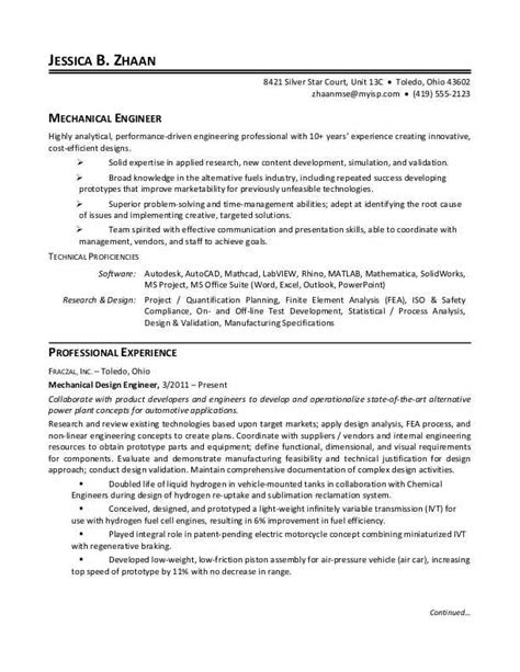 mechanical engineer resume sample monstercom