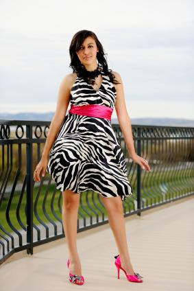 zebra dress with hot pink accents