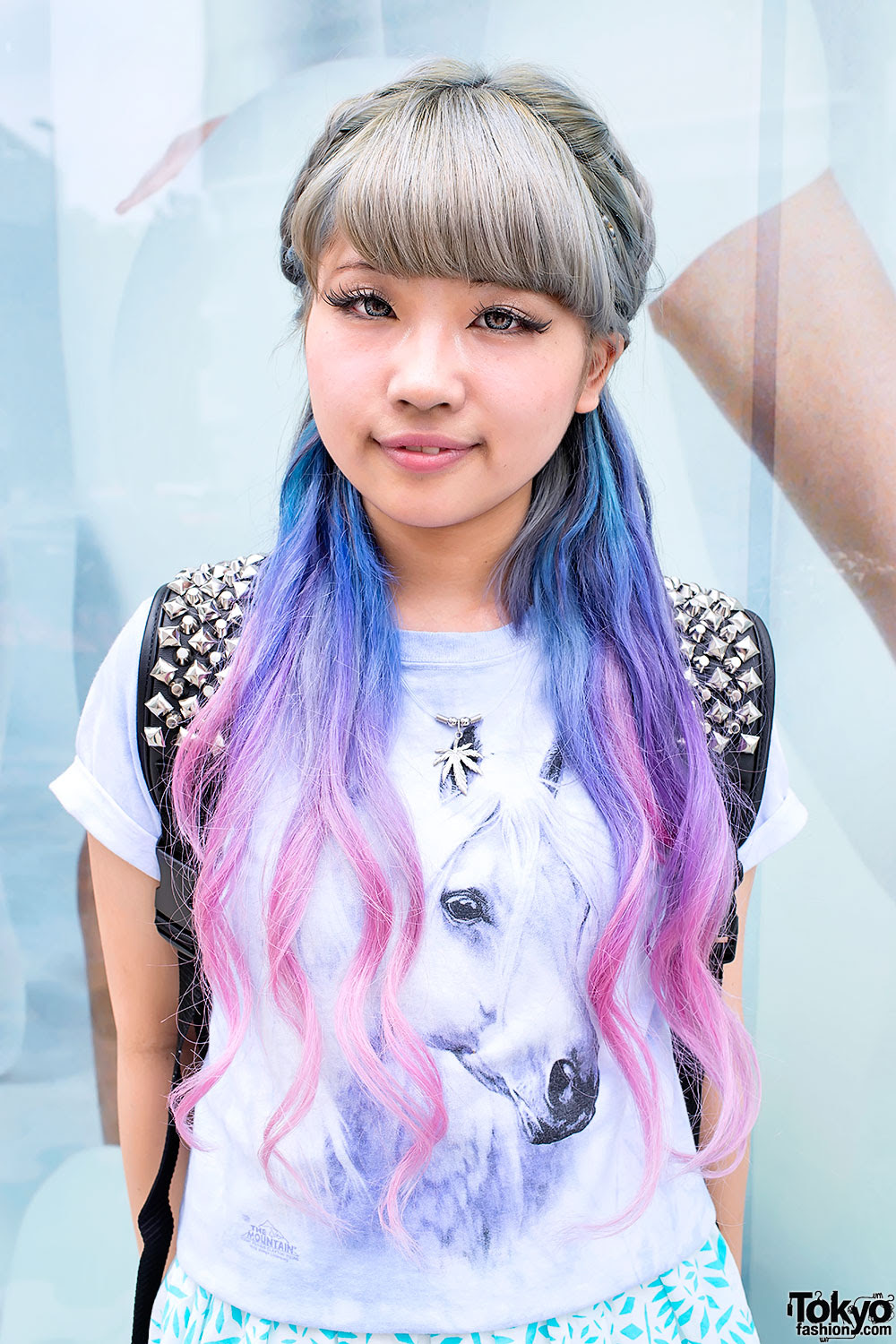 Blue-Pink Dip Dye Hair in Harajuku - Tokyo Fashion News