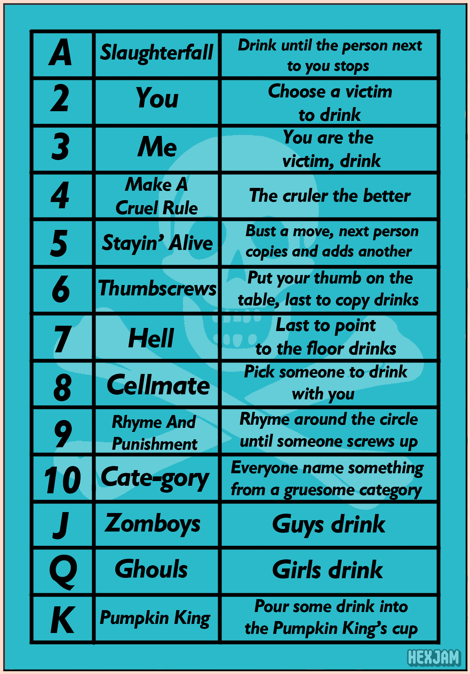 Halloween King's Cup Ring of Fire Drinking games