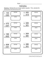 Rounding whole numbers, decimal, fraction and money. third grade estimation worksheets pdf thekidsworksheet