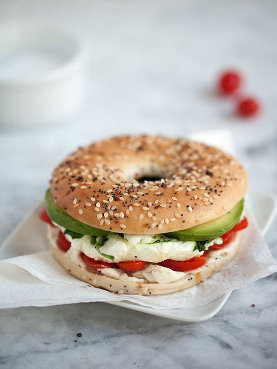 Egg and veggie breakfast sandwich.