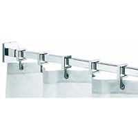 Croydex AD116441YW 98-Inch Square Max Shower Rod with Curtain Hooks, Chrome