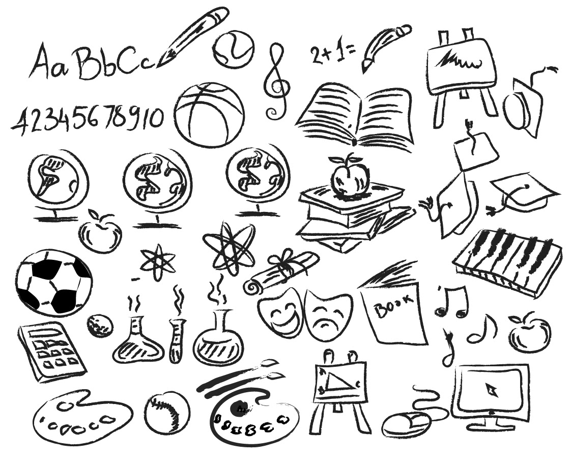 素材 学習をイメージした手書きアイコン Hand Drawing Education Icon イラスト素材