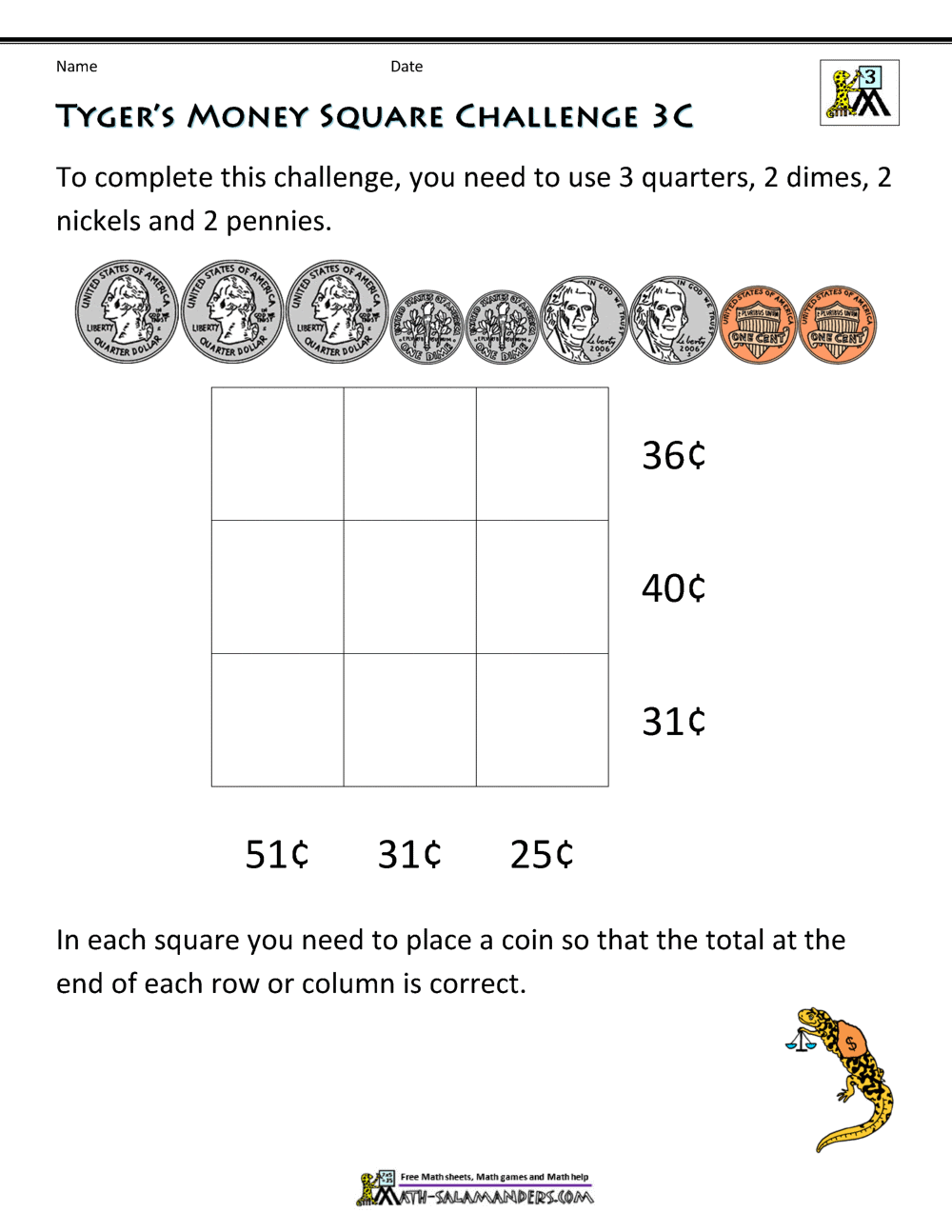 printable money worksheets 3rd grade money challenges