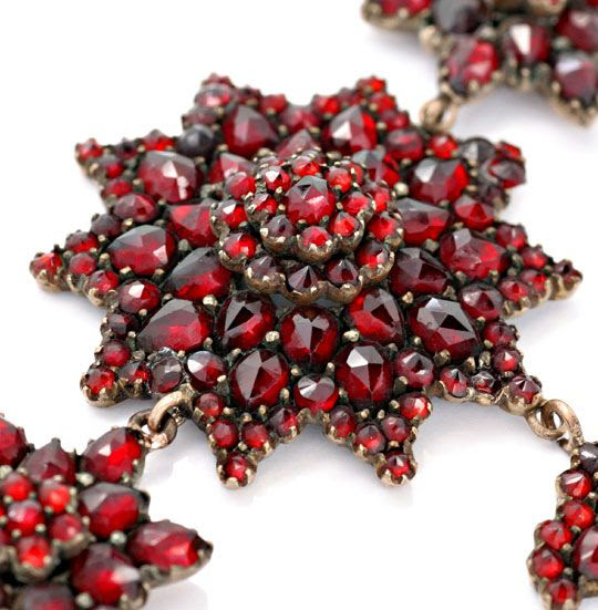 Originalfoto ANTIKES BÖHMISCHES BIEDERMEIER GRANAT KOLLIER