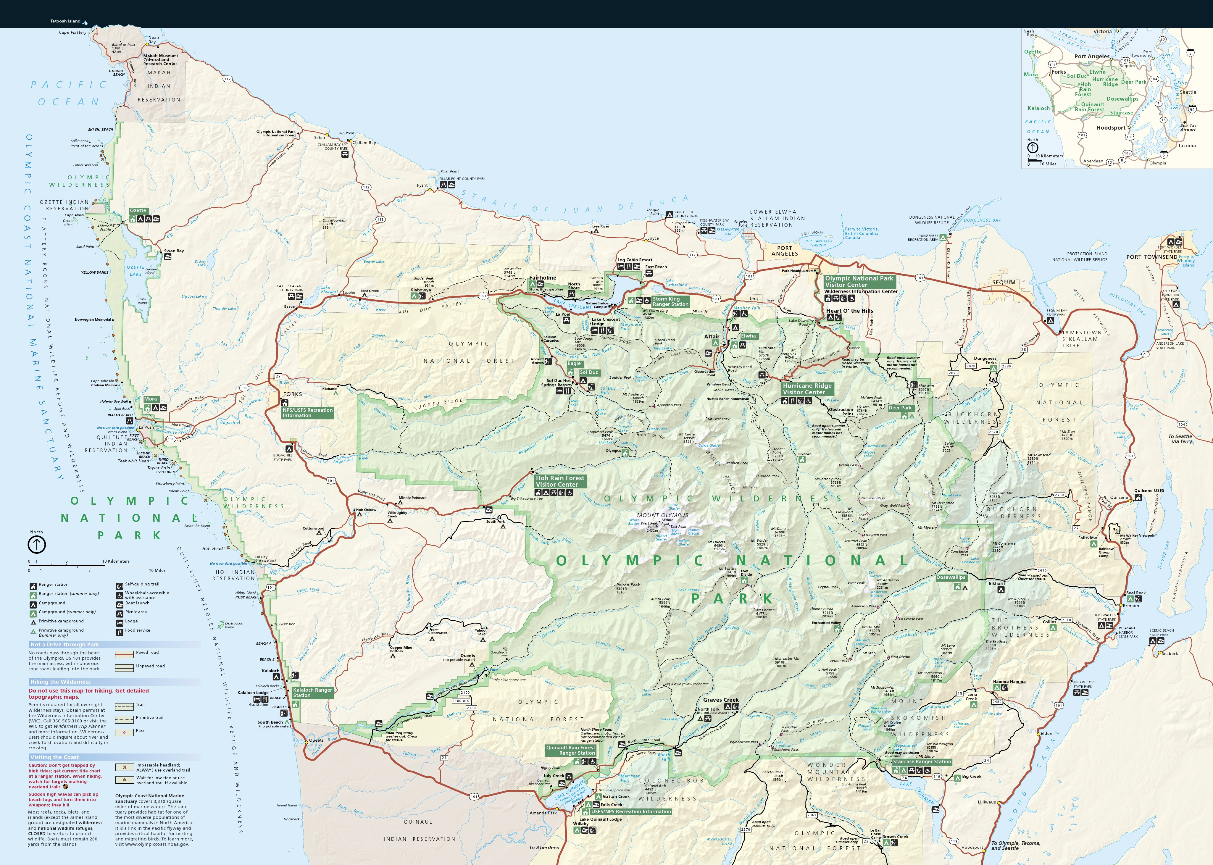 Olympic National Park Hiking Map Olympic Maps | NPMaps.  just free maps, period.