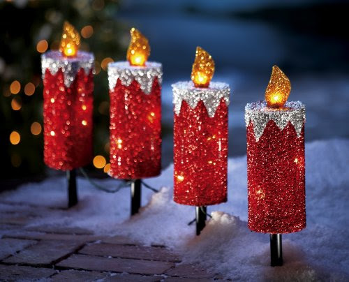Red Glitter Holiday Candle Outdoor Christmas Path Lights By Collections Etc