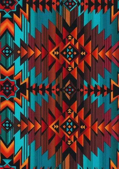 turquoise teal orange triangle pattern fabric timeless