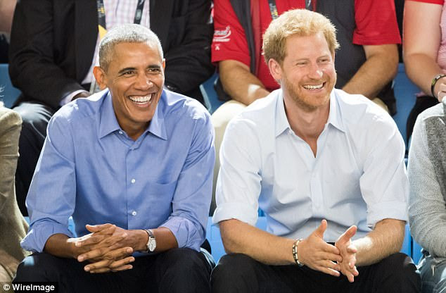The former first family have somewhat frequently appeared alongside Prince Harry. Just last month, the 33-year-old royal was on hand for the Obama Foundation Summit in Chicago. Then, in September tthe former president sat alongside Prince Harry at the Invictus Games in Toronto (above)