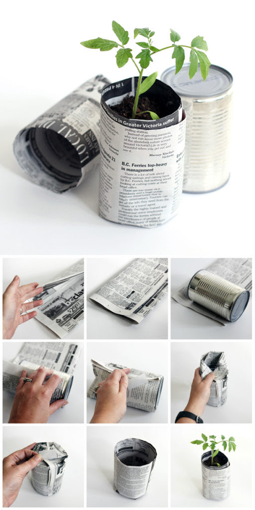 Newspaper plant pots.