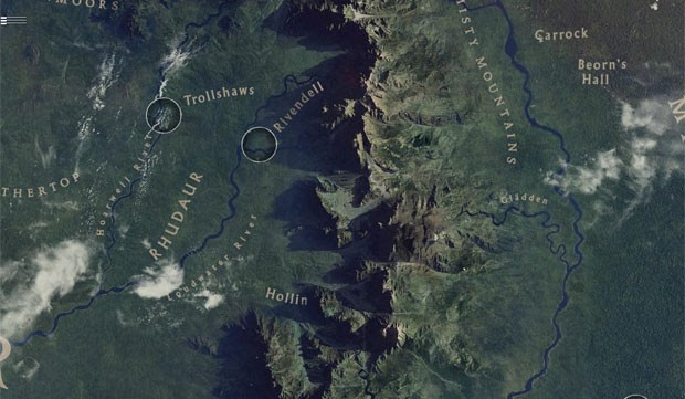 Mapa mostra cidades da Terra-Média como Valfenda e Dol Guldur (Foto: Reprodução/Google) Mapa mostra cidades da Terra-Média como Valfenda e Dol Guldur (Foto: Reprodução/Google)
