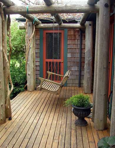 a seat under wisteria