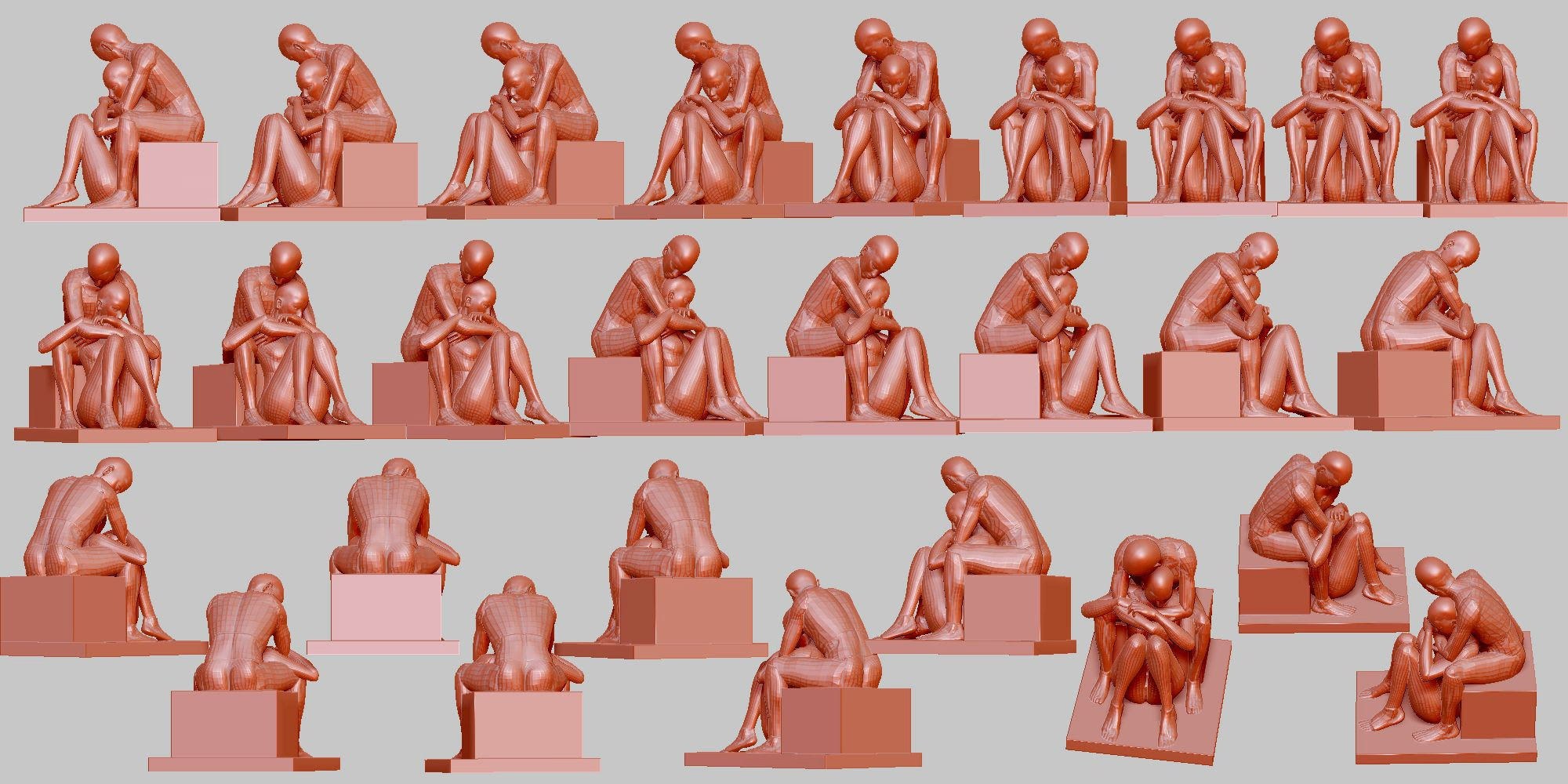 後ろから抱きつく 07 ポーズ 625 髪と形