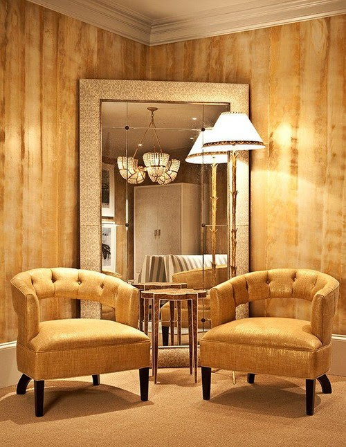 corner with two chairs table and mirror