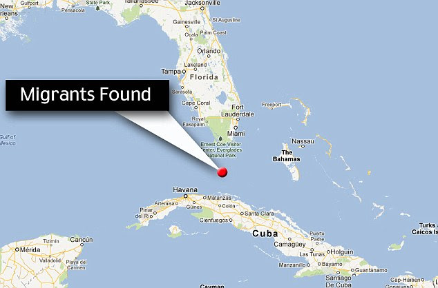Florida Straits: The Cuban migrants were exactly half way through the journey situated exactly 45 miles from Key West and Havana in either direction