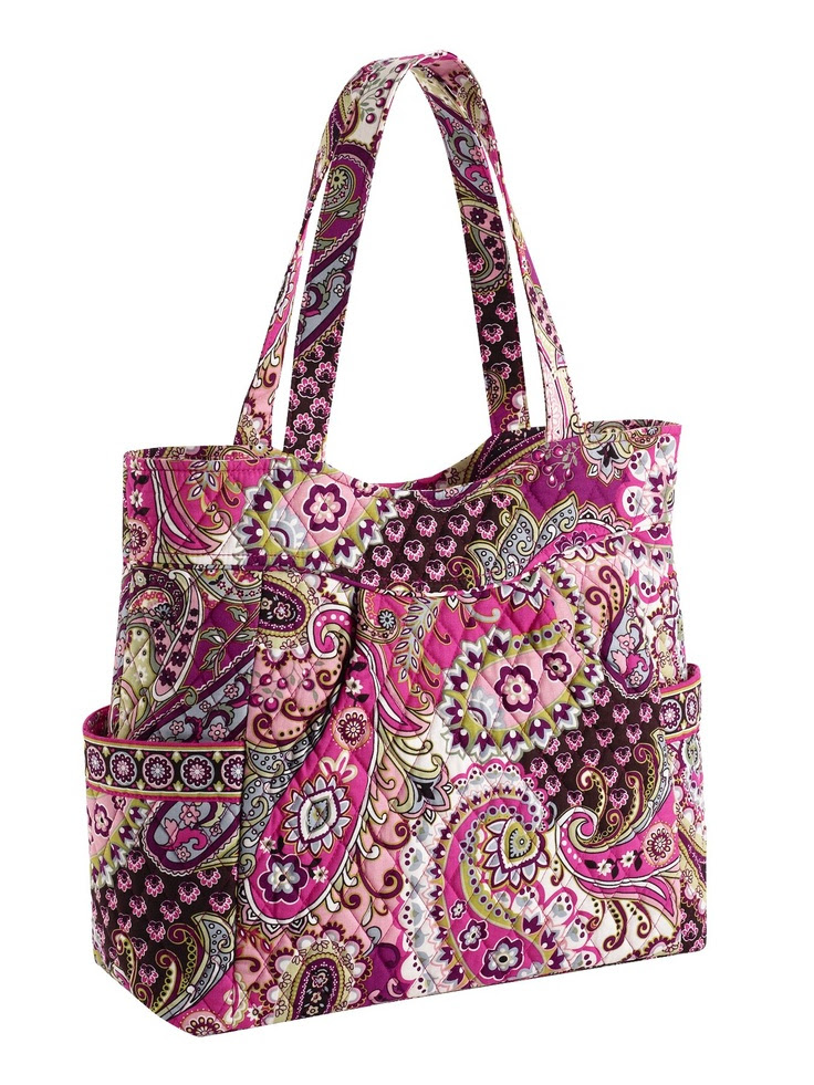 Vera Bradley pleated tote in Very Berry Paisley. My new knitting bag!