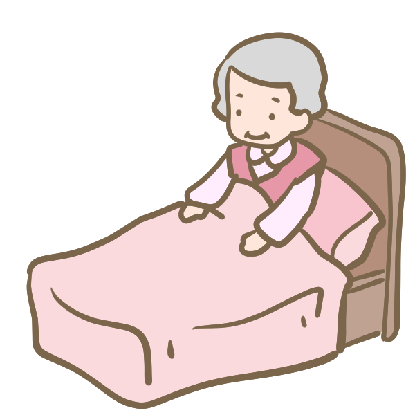 ベッドのおばあちゃんのイラスト かわいいフリー素材が無料のイラストレイン
