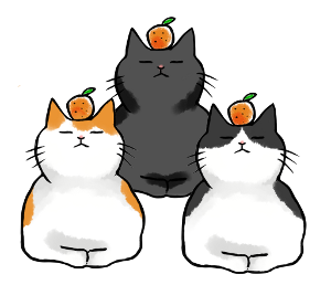 猫鏡餅のイラスト 猫好きさんの年賀状に W 手書き和猫 可愛い無料イラスト素材集