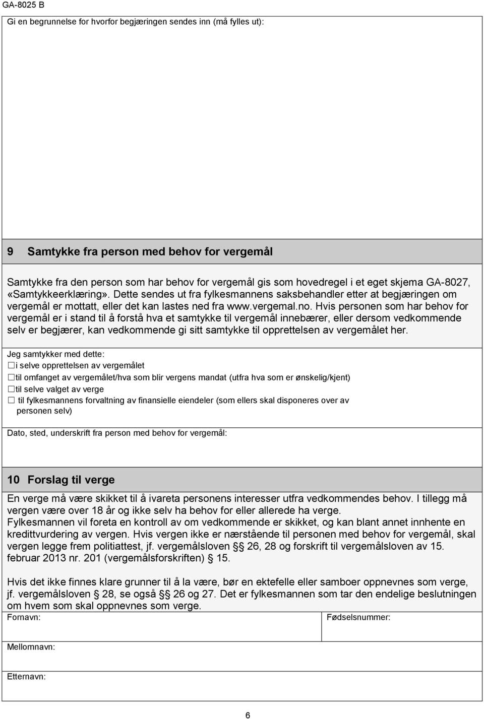Begjaering Om Vergemal Eller Endringer I Eksisterende Vergemal Pdf