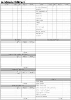 Printable Landscape Bid Templates | Template For Landscape
