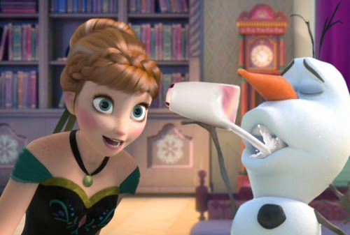 アナと雪の女王で大爆笑できるとは オラフの口から出るソフトクリームを食べるアナとエルサ
