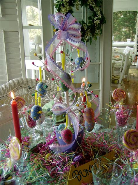 easter table setting tablescape  egg tree centerpiece