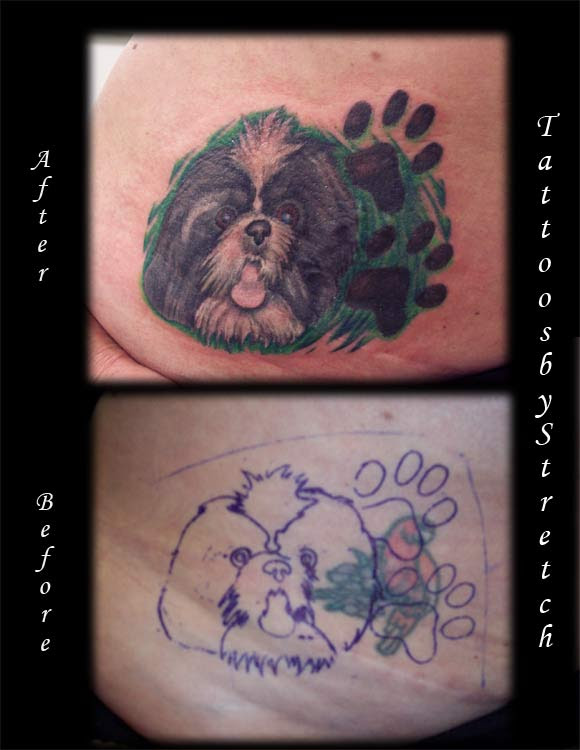 butterfly cover up tattoo. one more. close up shot. Dog Coverup : Tattoos :
