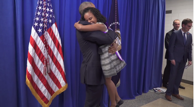 Obama did her one better, and came to meet her and her community in person in April. She was really, really excited to meet him.