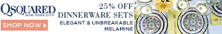 25% off Melamine Dinnerware Sets at QSquaredNYC.com with code 25OFF12PC