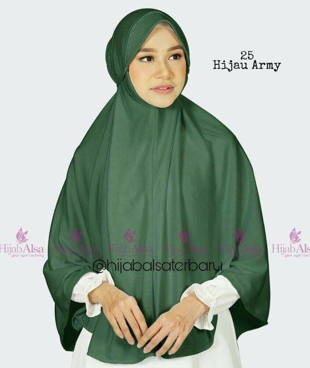 Jilbab Hijab Alsa Bergo Kalila Hijau Army XL Indogamis Jilbab Hijab Alsa Bergo Kalila Hijau Army XL Indogamis
