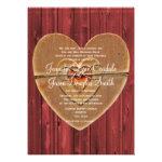 Rustic Country Hearts Barn Wood Wedding Invitation