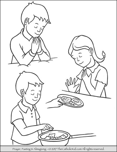 lent children pray fast almsgiving coloring page