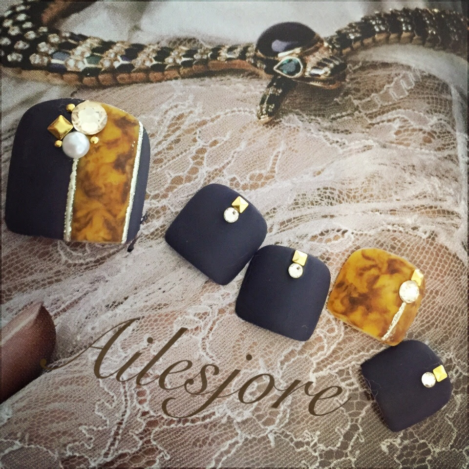 フット秋冬ネイルべっ甲 本厚木のネイルサロン Ailesjore エルジョワ