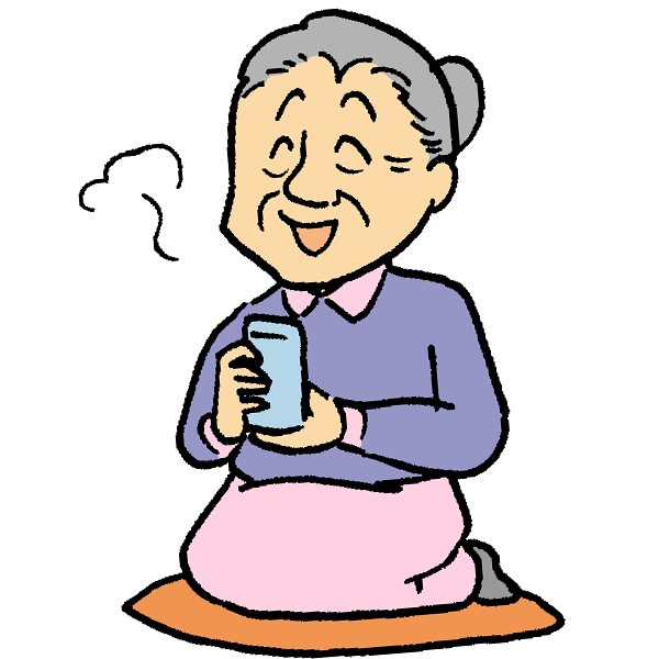 お茶のむおばあちゃんのイラスト かわいいフリー素材が無料のイラストレイン